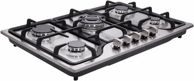 30 Inch LPG/NG Gas Cooktop Dual Fuel 5 Sealed Brass Burner Stainless Steel Hob 110V AC pulse Ignition Stainless Steel