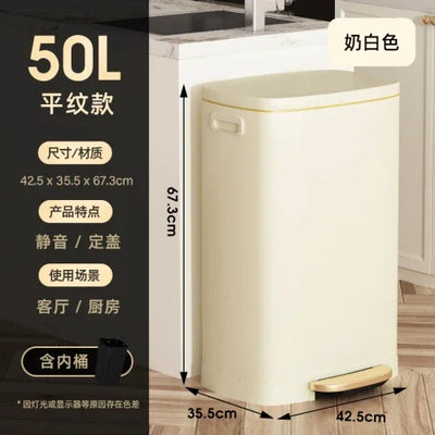 50 liter ultra large capacity stainless steel trash can, pedal style kitchen dedicated high-end household use