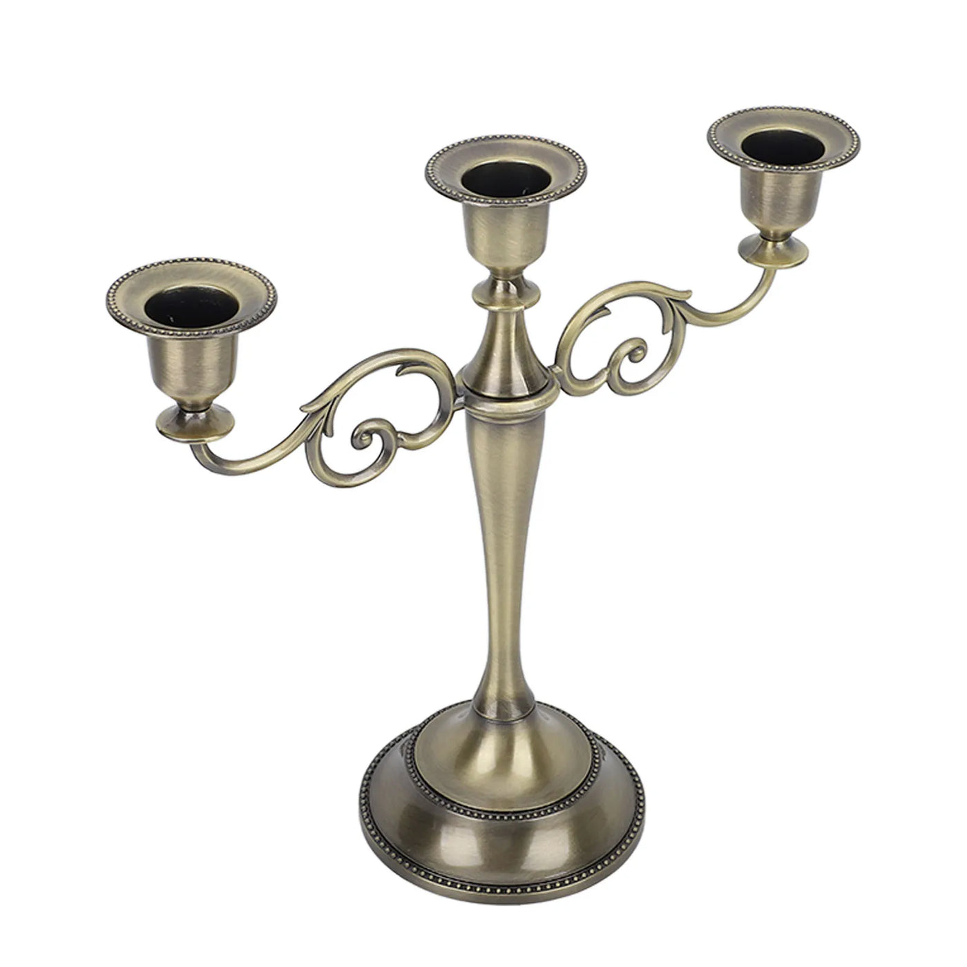 3 Arms Metal Candle Holder High Gloss European Retro Exquisite Candlestick Holder for Dining Tables Wedding Holiday Decoration