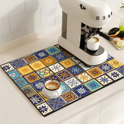 Coffee Machine Mat Waterproof Kitchen Draining Pad Non-slip Drain Dish Drying Mats Heat Resistant Tableware Placemat Dinnerware