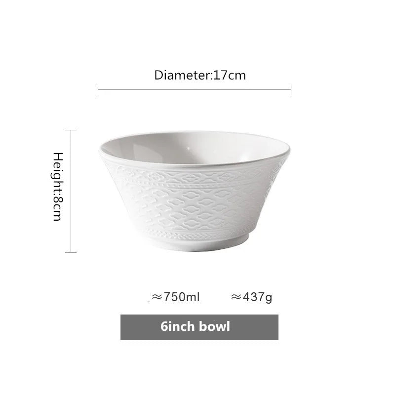 White Ceramic Plate Steak Food Plate  Bowl Ins Dinner Dish Porcelain Tableware For Family Hotel