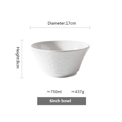 White Ceramic Plate Steak Food Plate  Bowl Ins Dinner Dish Porcelain Tableware For Family Hotel