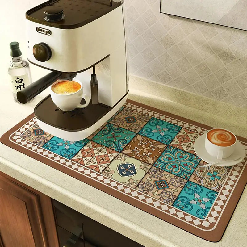 Coffee Machine Drain Pad Super Absorbent Dish Drying Mat Tableware Draining Pad Quick Dry Rug Kitchen Dinnerware Placemat