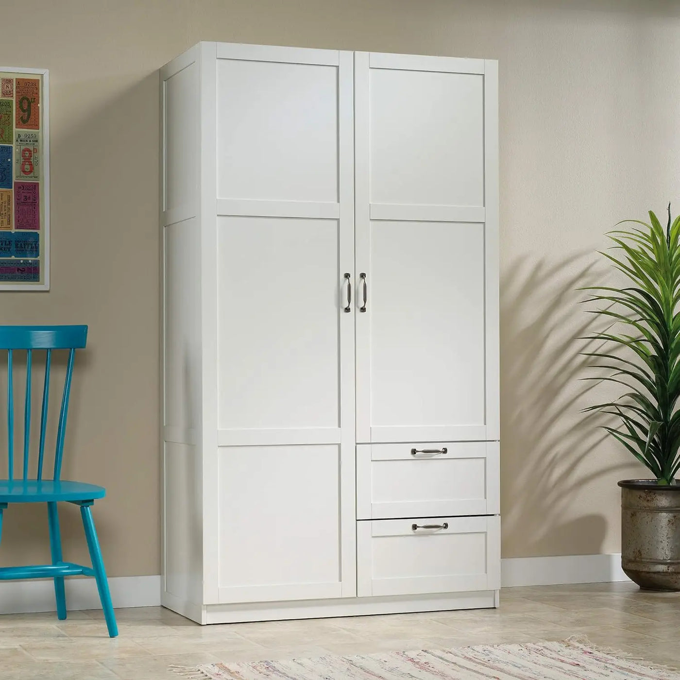 Miscellaneous Wardrobe/Storage Pantry Cabinet, L: 40.0"" X W: 19.45"" X H: 71.1"", Soft White