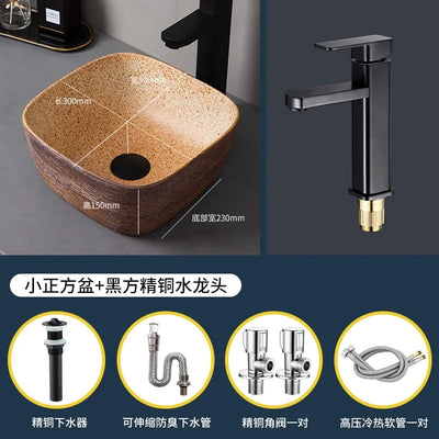 Medieval style platform basin ceramic art bathroom washing creative washbasin household washsink single