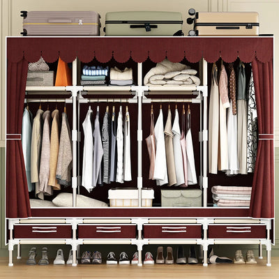 Simple wardrobe with drawers, fabric, dust-proof and durable assembly, suitable for dormitory, bedroom, rental room