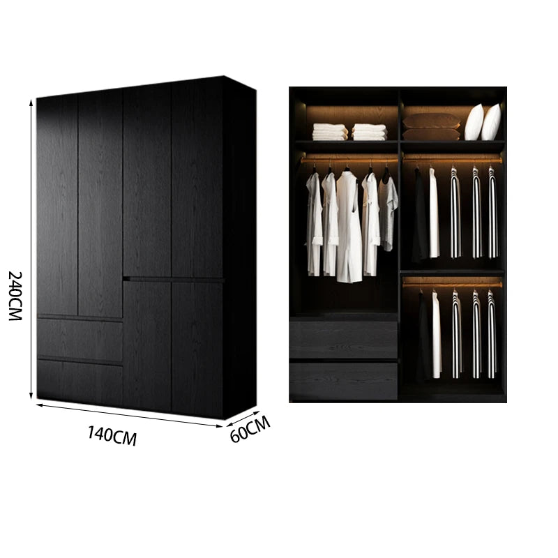 Bedroom Storage Wardrobes Sliding Clothes Black Wooden Girls Rack Cabinets Wardrobes Open Cupboard Guarda Roupa Home Furniture