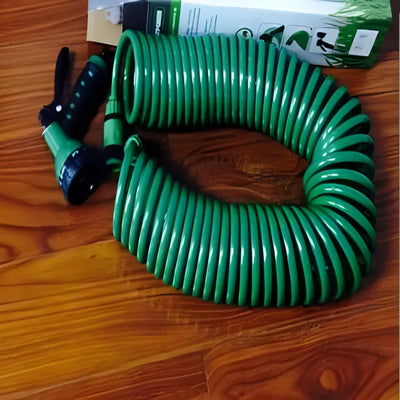 Durable Garden Sprinkler Hose with Multi-Pattern Nozzles for Efficient Irrigation and Car Cleaning - Flexible Coil Tube Spring P