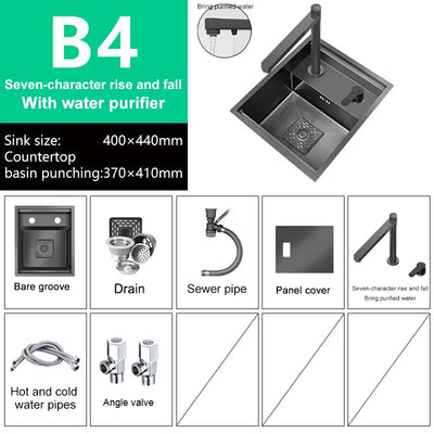 Hidden Bar Sink Stainless Steel Kitchen Sink Apartment Small Single Slot Touring Car Dishwashing Sink With Cover Plat Wash Basin