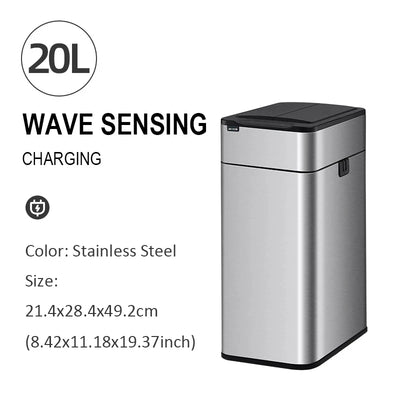 Smart Trash Can 20 Liters 15L Wastebasket Stainless Steel Automatic Sensor Trash Can Food Waste Bin Home Kitchen Garbage Cube