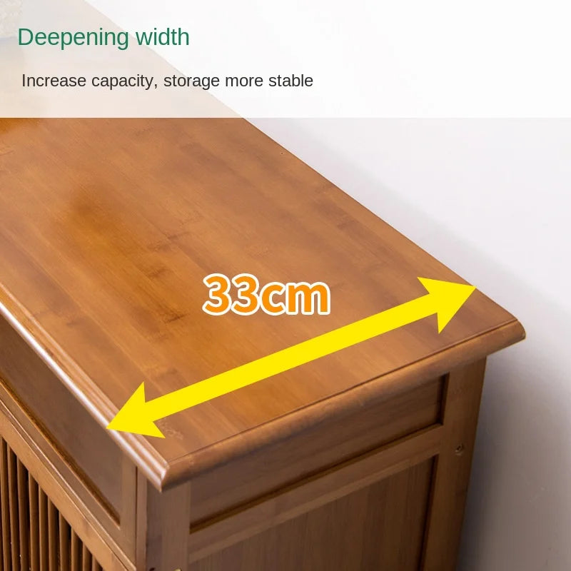 Household corridor door shoe cabinet living room multi-layer shoe rack small apartment bamboo solid wood dustproof shoe storage