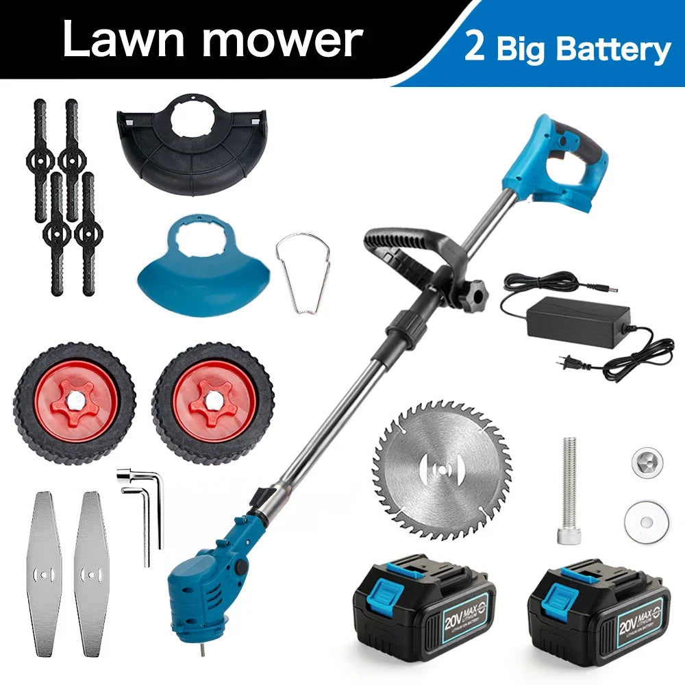 Electric Lawn Mower Cordless Handheld Grass Trimmer Length Adjustable Cutter Household Garden Tools For Makita 18V Battery