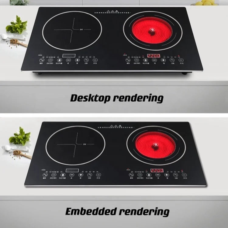 Portable Electric Double Stove 2200W Induction Cooker Double Burner Hot Plate Cooktop