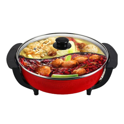 Electric Hot Pot Double Soup Pots Non Stick Smokeless Home Kitchen Cookware Twin Divided Shabu Pot Electric Cooker 5L