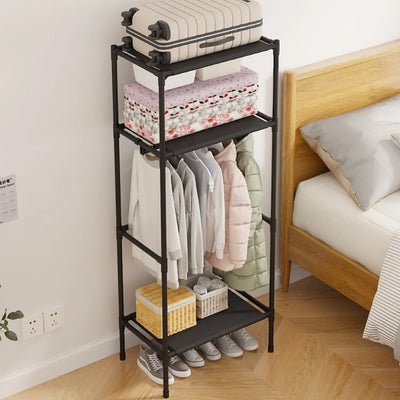 Multi Layer Clothes Hanger Foldable Clothing and Hat Integrated Rack Single Row Floor Standing Bedroom Household Storage Racks