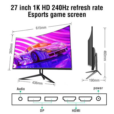 Anmite  27"FHD 240hz Curved Gaming Computer Monitor HDR USB-C  FHD [1920 x 1080] 240HZ PCHDMI Ultra-thinscreen Display