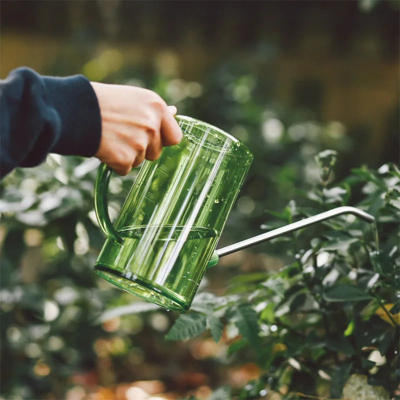 1pc Long Spout Watering Can - Stainless Steel with Transparent Scalefor Precise Watering of FlowersPotted Plants, and Greenery