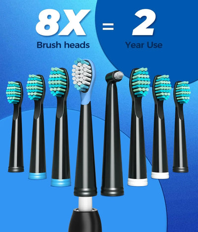 Electric Toothbrush for Adults with 8 Brush Heads, Sonic Electric Toothbrush with 40000 VPM Deep Clean 5 Modes, Rechargeable