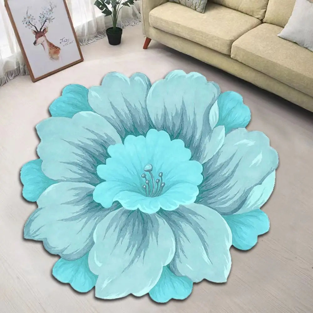 Peony Special-shaped Lotus Floor Mat Flower Carpet Magnolia Door Gasket Living Room Tea Table Bedside 60x60cm