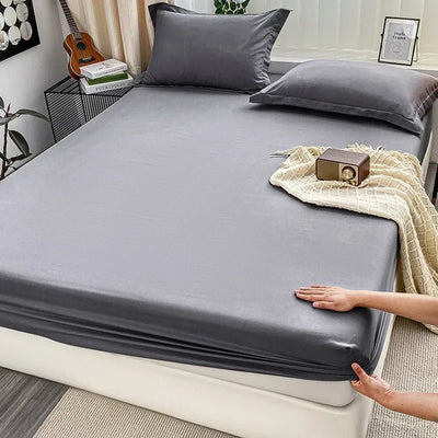 Premium Solid Color Brushed Fitted Sheet,Ultra-Soft Sateen Weave for Cozy Nights - Hypoallergenic and Easy Care Bedding