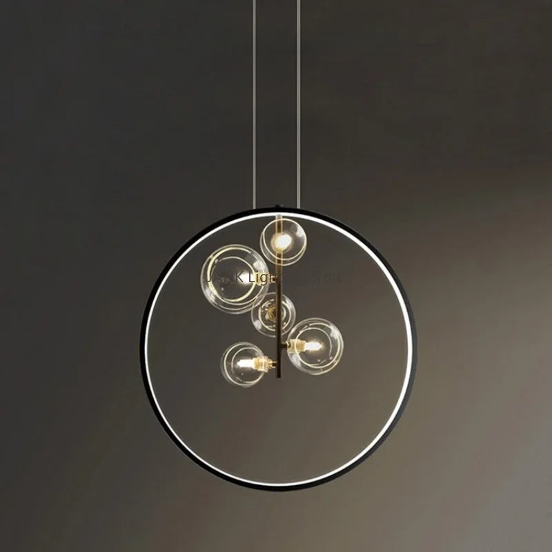 Nordic Creative Maison Pendant Lights Modern Simple Strip Chandelier Restaurant Living Room Luxury Glass Bubble LED Decor