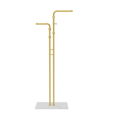 Metal Coat Rack Stand Hall Tree Clothing Rack with Marble Base Free Standing Coat Hanger Stand Gold Garment Rack Hat Stand