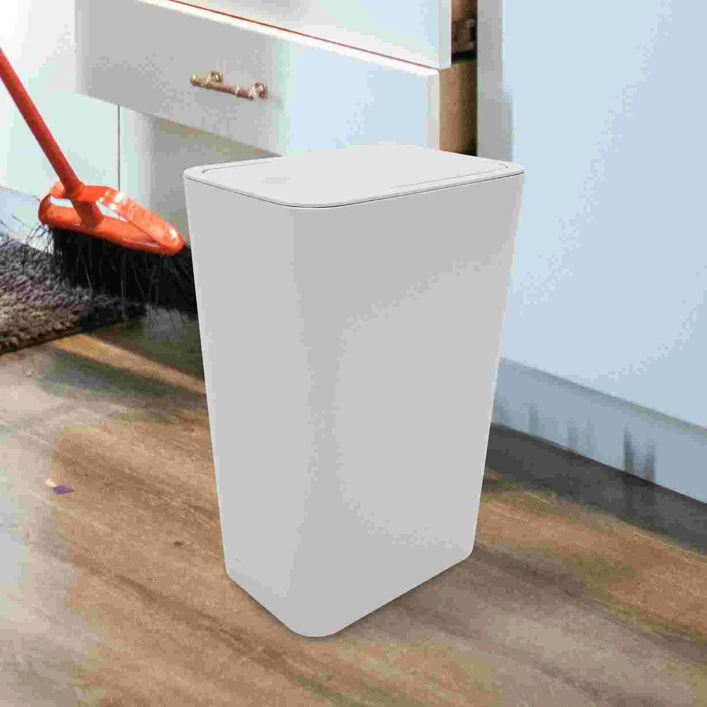 Cover Bathroom Trash Can Office Trashcan Wastebasket Plastic Bin Household Garbage