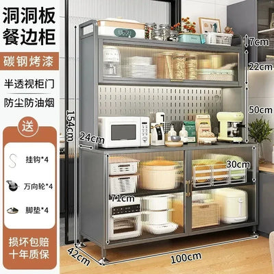 Modern Kitchen Cabinet Hutch Movable Full Door Glass Cabinet Storage Display Cupboards Muebles Cocina Multifunctional Furniture