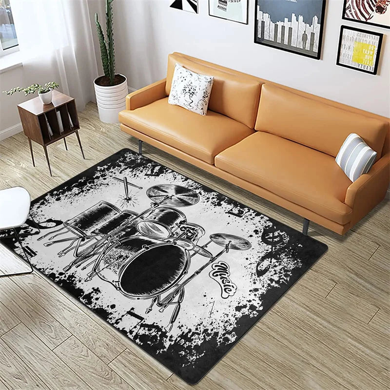 Drum Kit Carpet for Living Room Bedroom Decoration Music Instruments Area Rugs Non-slip Home Lounge Floor Mat Kitchen Doormat