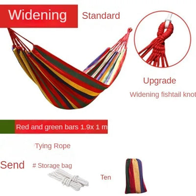 NewOutdoor Indoor Canvas Single Hammock Outdoor Camping Indoor Childrens Swing Thickened Striped HammockMulti Functional Hammock