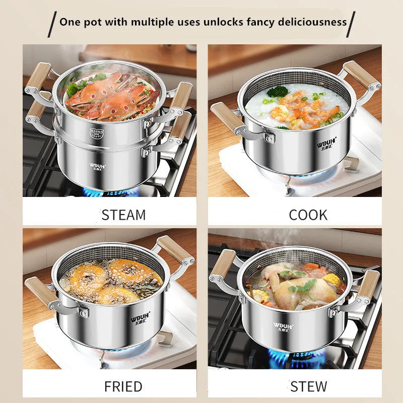 316L Stainless Steel Soup Pot Wok Hot Pot Honeycomb Non-stick Pot with lid Home Induction Cooker Gas Stove Universal Frying Pan