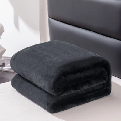 1pc solid color blanket with thickened fleece, suitable for all seasons, machine washable