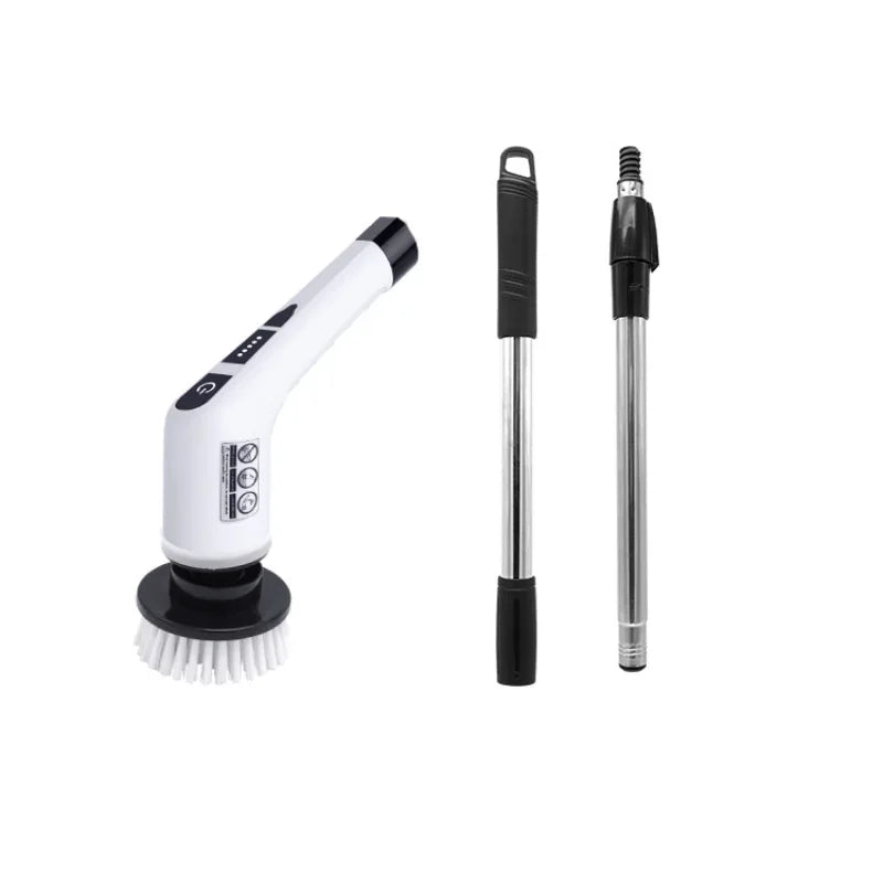 Cordless Electric Cleaning Brush 1PC Household Long Handle Retractable Rechargeable Cleaning No Bend Auto Rotating Crevice Brush