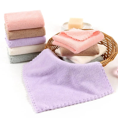 High Density Coral Velvet 25*25cm Small Square Towel Hand Towel Microfiber Child Washcloth Kids Face