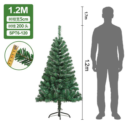 Encrypted Artificial Christmas Tree 120-210cm PVC Christmas Tree Sturdy Metal Stand Decoration Mall Hotel Family Atmosphere 2025