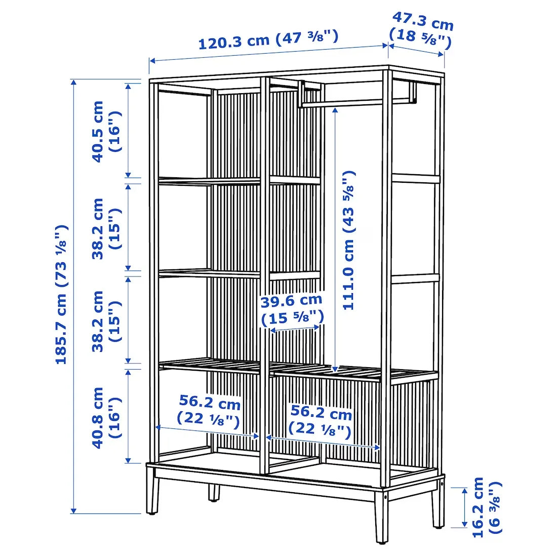 Vekoo Bamboo Open Wardrobe with Sliding Door