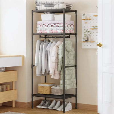 Simple Single Row Coat Rack Household Multi-functional Multi Layer Large Capacity Floor-Standing Storage Shelf Save Space