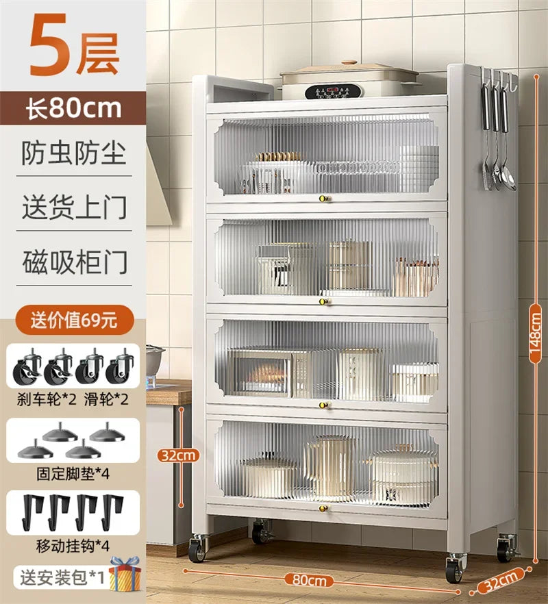 Modern Metal Kitchen Cabinets Kitchen Furniture Multi-layer Storage Cabinet Floor Racks Multi-functional Tableware Cabinet U