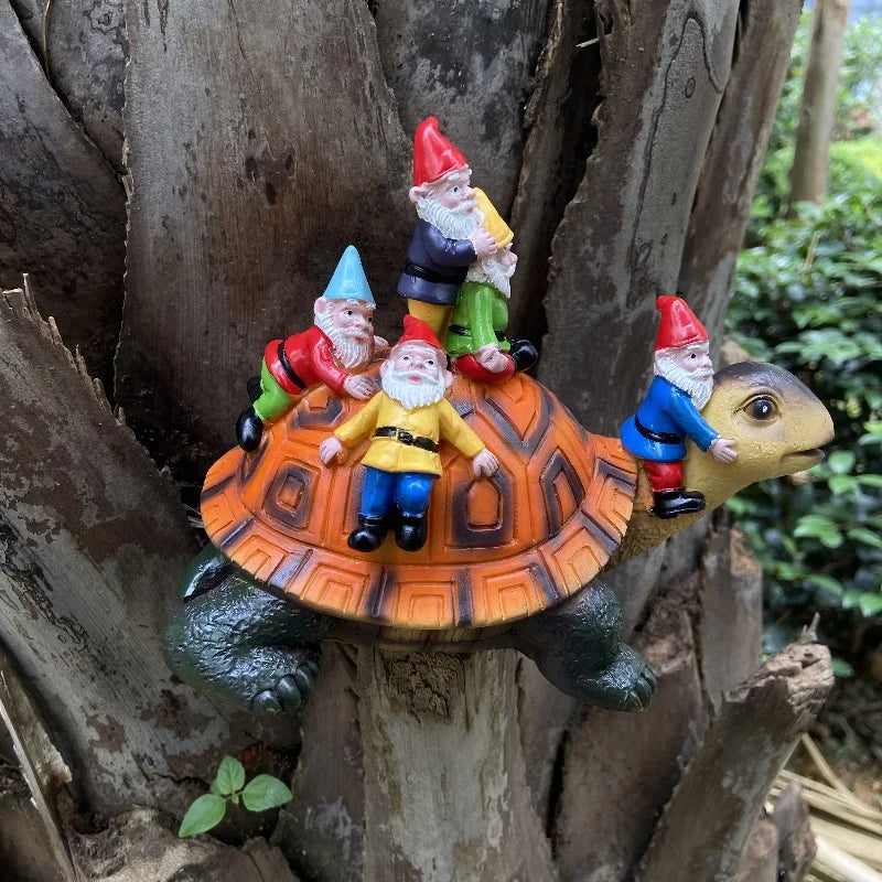 1Pc, Garden Dwarf Turtle Statue Courtyard Art Resin Statue Decoration Outdoor Garden and Courtyard Lawn