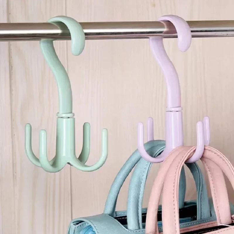 1PC Multi-functional swivel four claw hooks space-saving hanging clothes hanging bags hat hooks