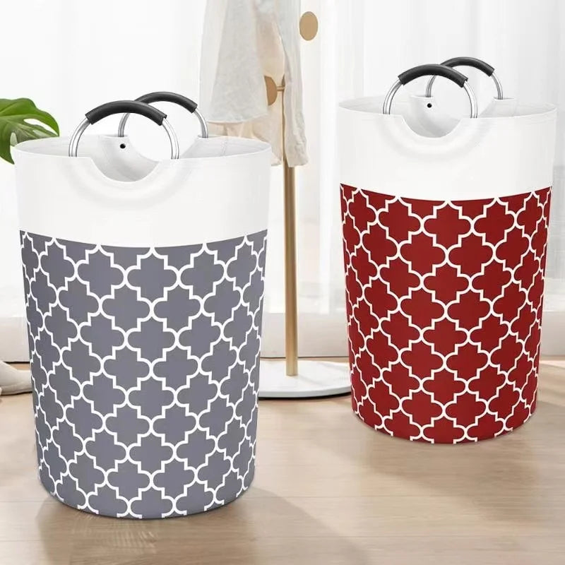 82L New Large Capacity Laundry Basket Collapsible Waterproof Cotton Linen Hamper With Handles Clothes Toy Home Storage Basket