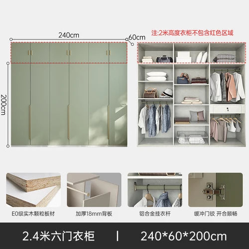 Green Wooden Wardrobe Storage Hanging Large Portable Organizer Wardrobe Bedroom Multifunction Kleiderschrank Room Furniture