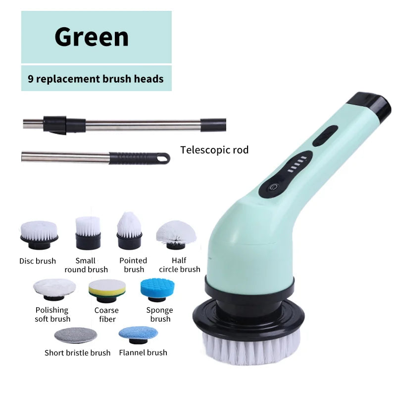 Cordless Electric Spin Scrubber Adjustable Cleaning Brush with Replacement Heads for Tub Tile Floor Car Electric Shower Scrubber