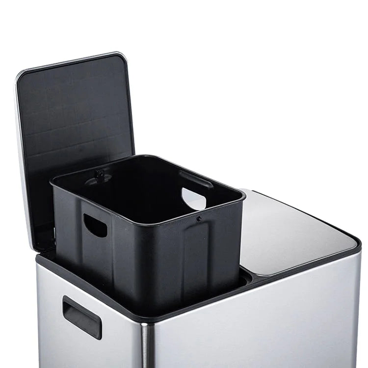 40L Stainless Steel Slow Down Pedal Silent Sorting Dumpster Waste Management Dumpster Trash Can