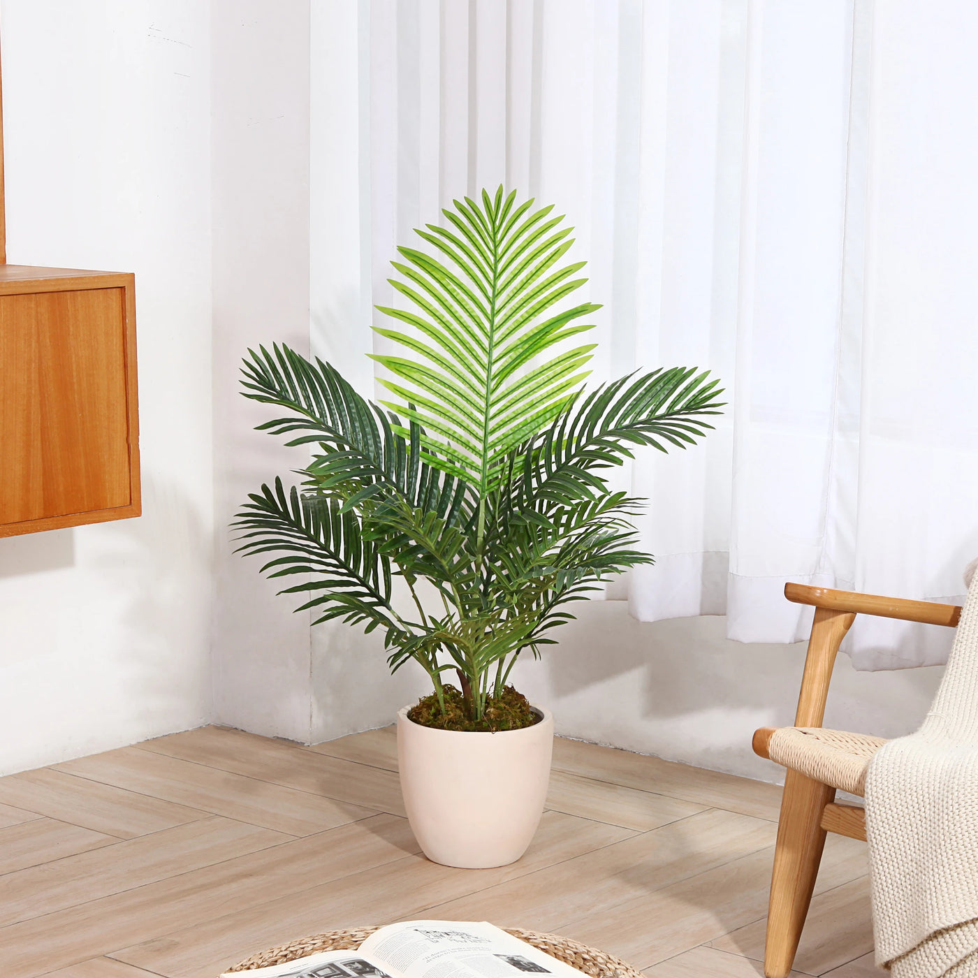 Artificial Areca Palm Plant with 15 Trunks, 3FT Faux Dypsis Lutescens Plant Tropical Tree in Pot for Home Decor