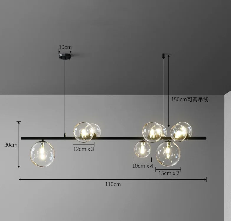 Modern Clear Glass Bubble LED Ceiling Chandelier Hall Restaurant Bedroom Pendant Lights Lighting Fixtures Hanging Lamp Loft Deco