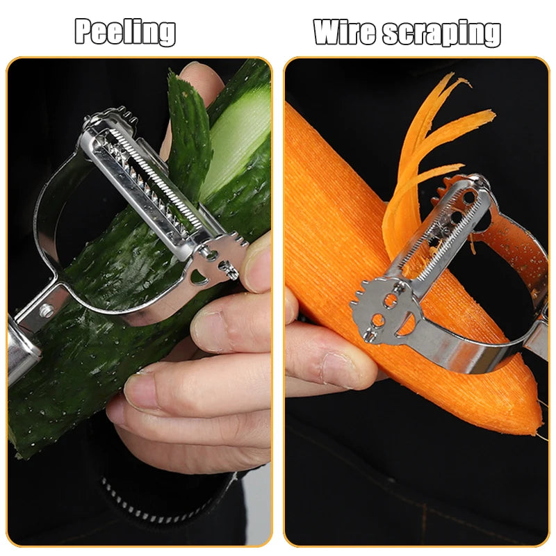 2/4 In 1 Rotary Peeler Multiple-Function Vegetable Fruit Potato Peeler Stainless Steel Peeler Home Kitchen Article Durable