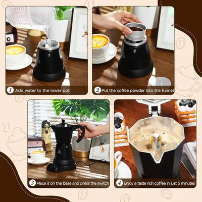 300ML Electric Coffee Pot Italian Coffee Pot Espresso Makers Portable Aluminum Electric Mocha Pot for Cafe Office Restaurant Use