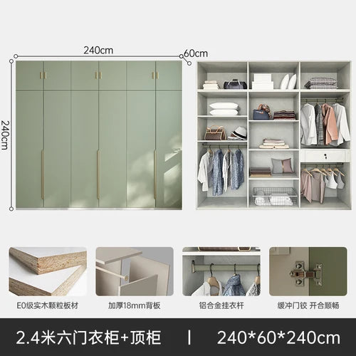 Green Wooden Wardrobe Storage Hanging Large Portable Organizer Wardrobe Bedroom Multifunction Kleiderschrank Room Furniture