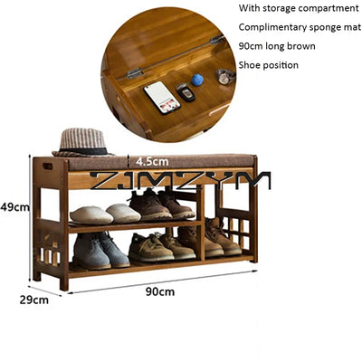 Shoe Rack Solid Wood Simple Door multi-functional Shoe Stool Simple Shoe Stool Cabinet Furniture